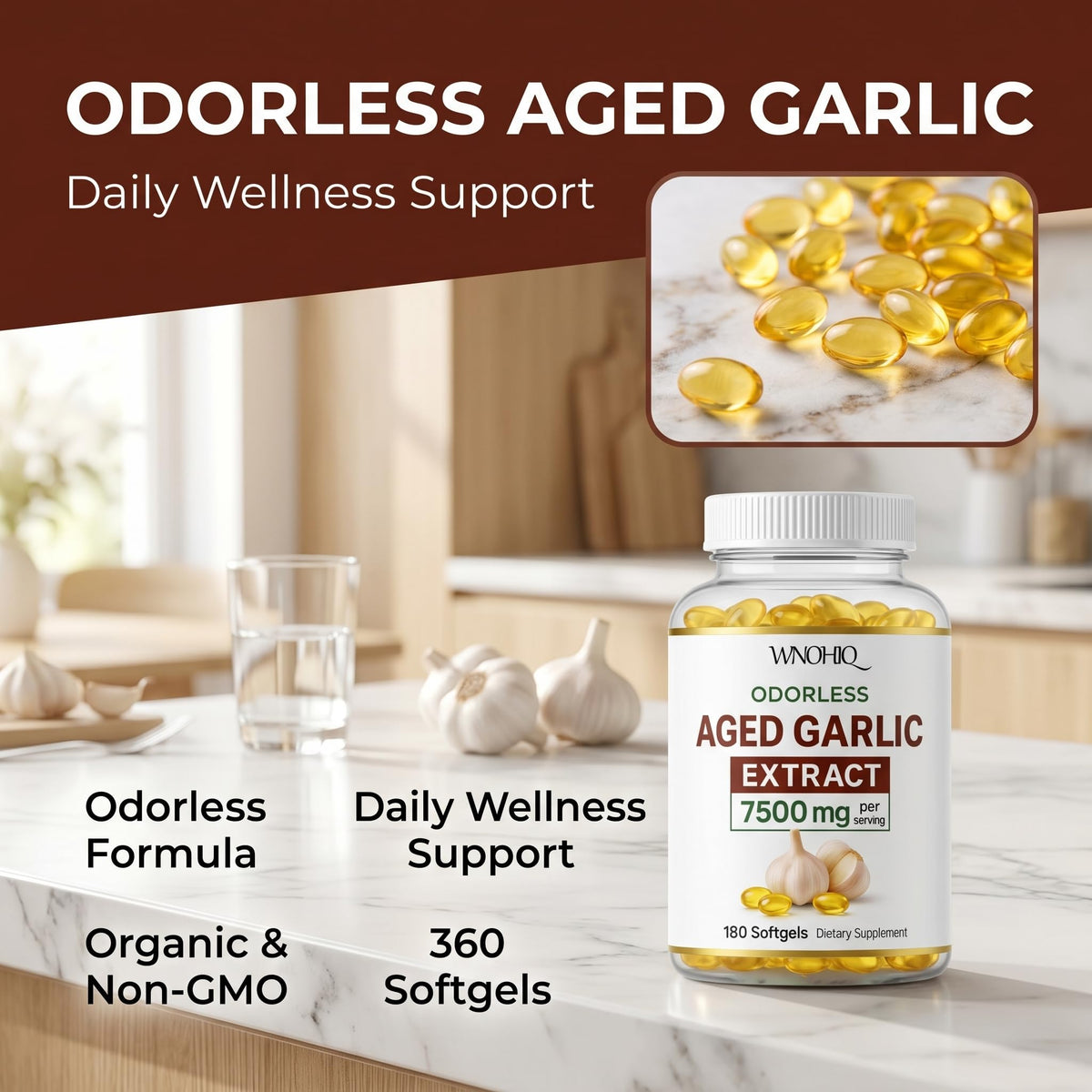 Aged Garlic Extract 360 Softgels Organic Non-GMO Gluten-Free E160383