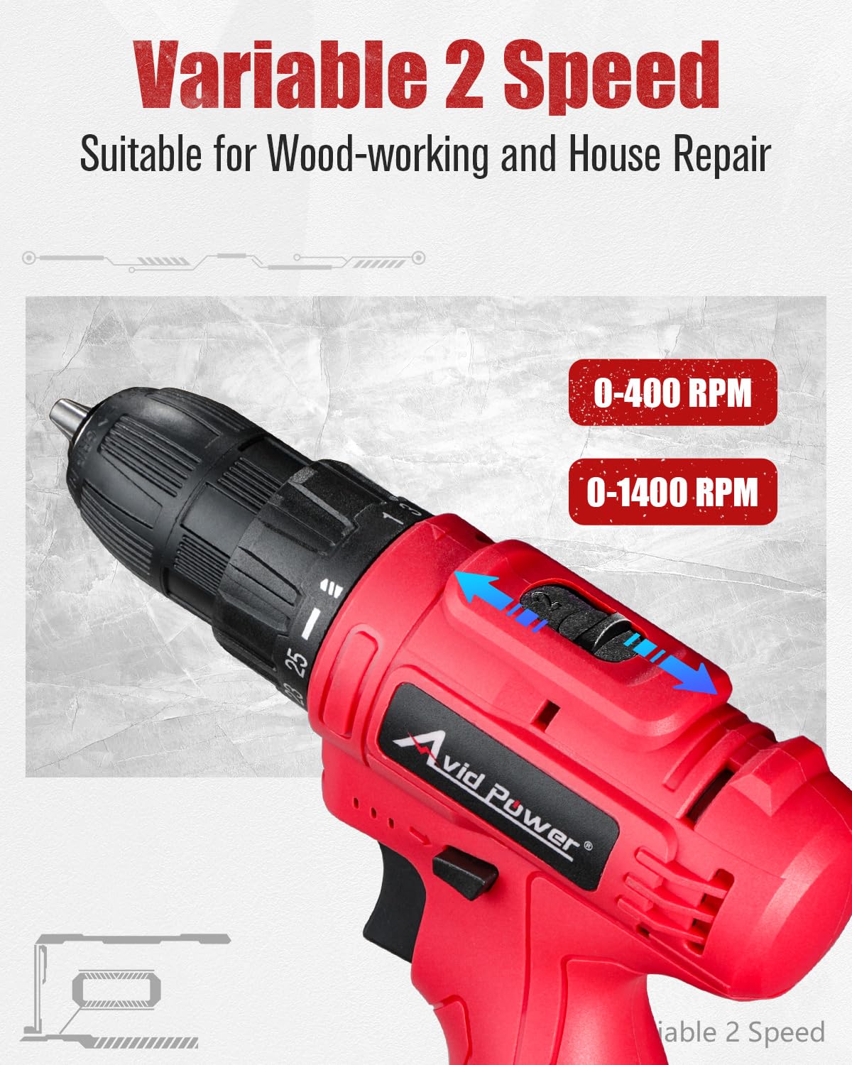 12V Cordless Drill Set 3/8" Power Driver I615384