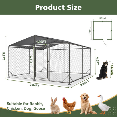 10×10FT Waterproof Metal Outdoor Dog Kennel W245