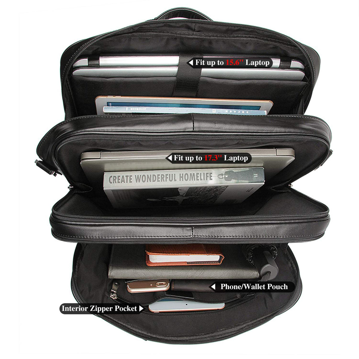 Cowhide Leather 17.3 Inch Messenger Bag Laptop Briefcase N49424