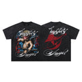SUPPLY Angel Script Graphic Oversized Black T-Shirt