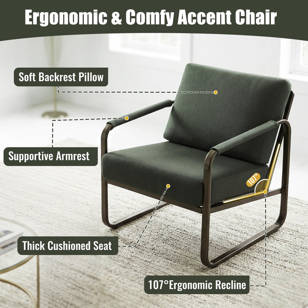 Set of 2 Green Fabric Accent Chair S3701