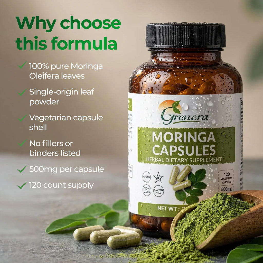 Moringa Capsules 500mg Moringa Oleifera Leaf Powder 120 Count S9017