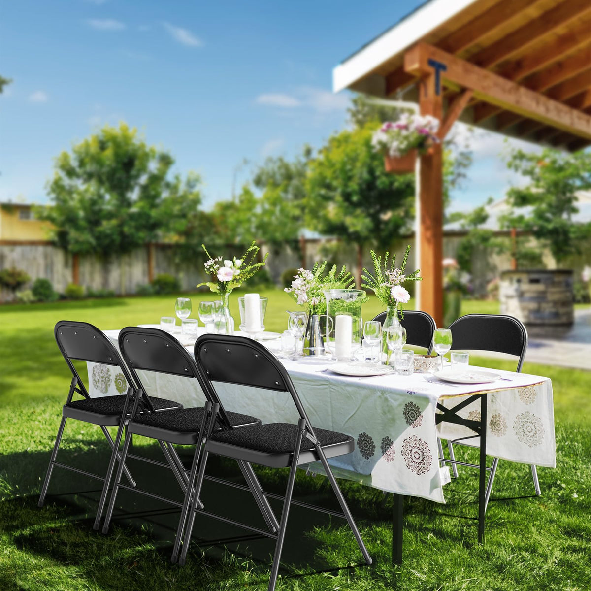 Black Fabric Padded Folding Chairs 10 Pack P4475