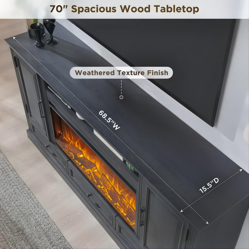 Black Fireplace TV Stand A412