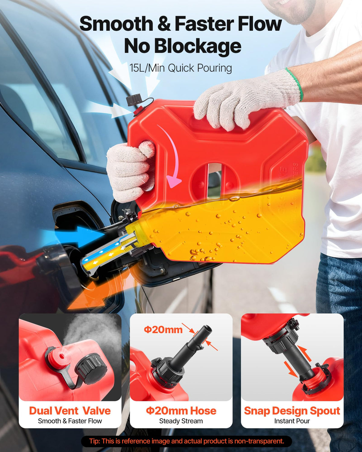 1.3 Gallon Gas Can with Spout and Lockable Bracket R94058