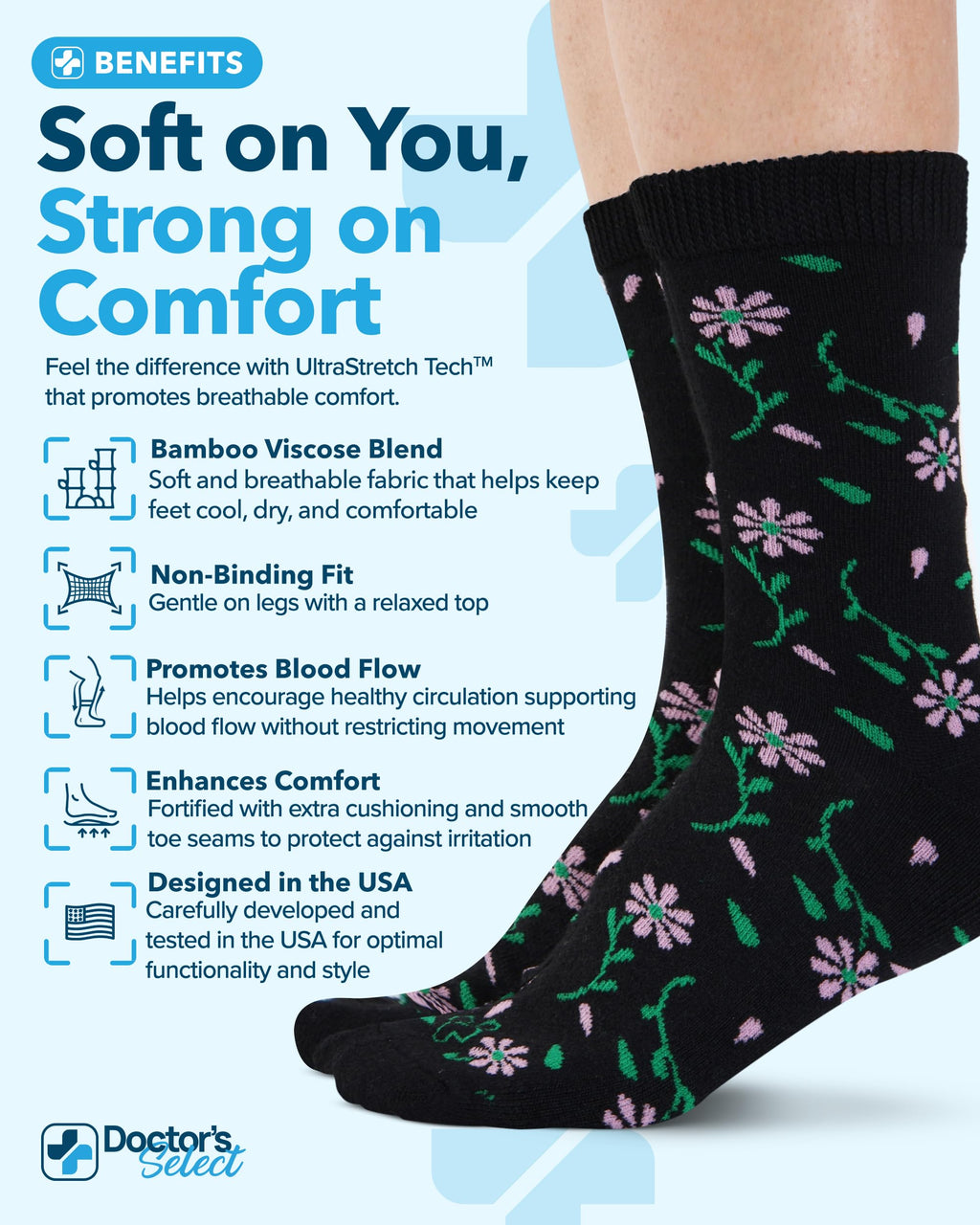 Moisture-Wicking Diabetic Socks 6 Pairs Z18675