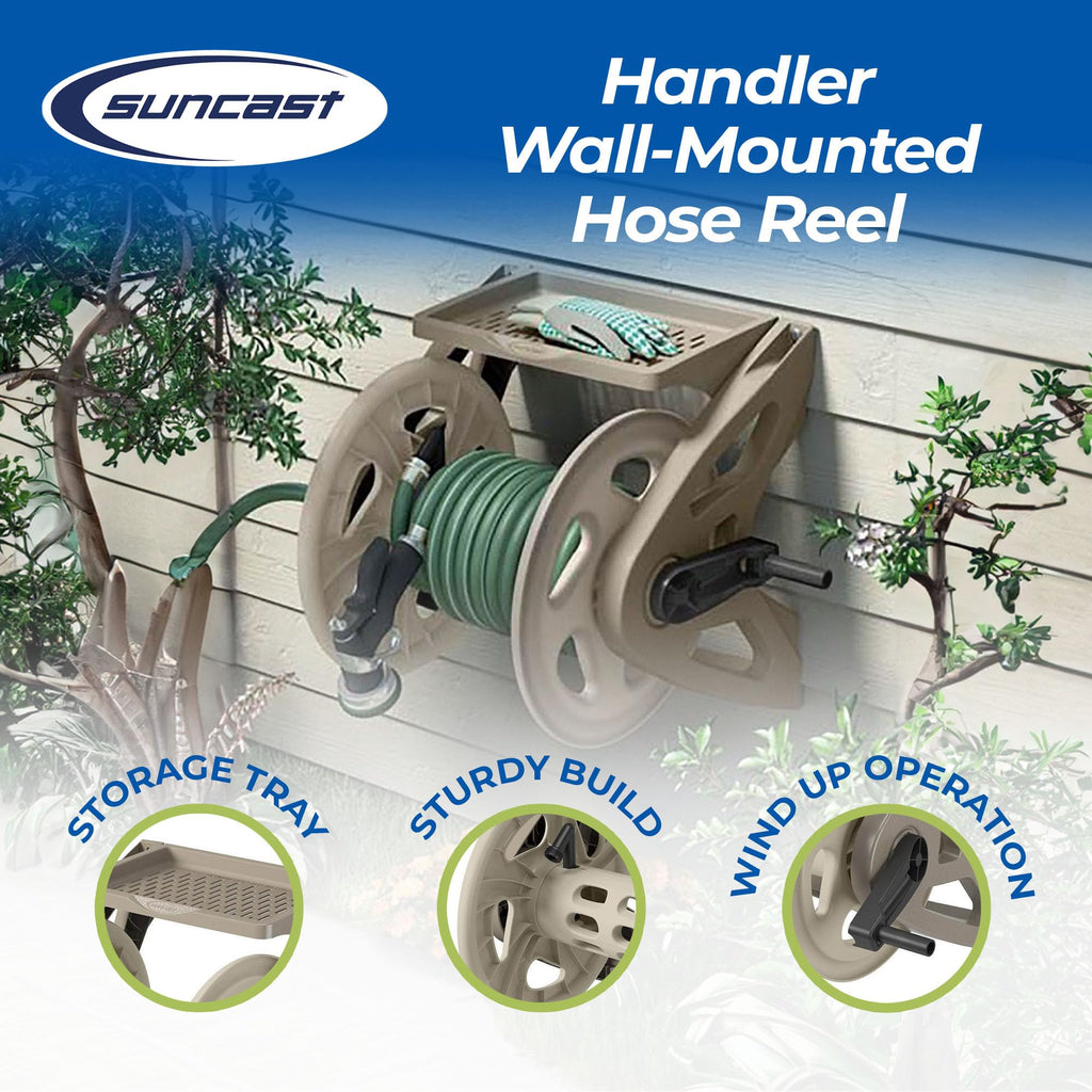 Hard Plastic Wall Mounted Retractable Garden Hose Reel with 200 Feet Hose Capacity S2047