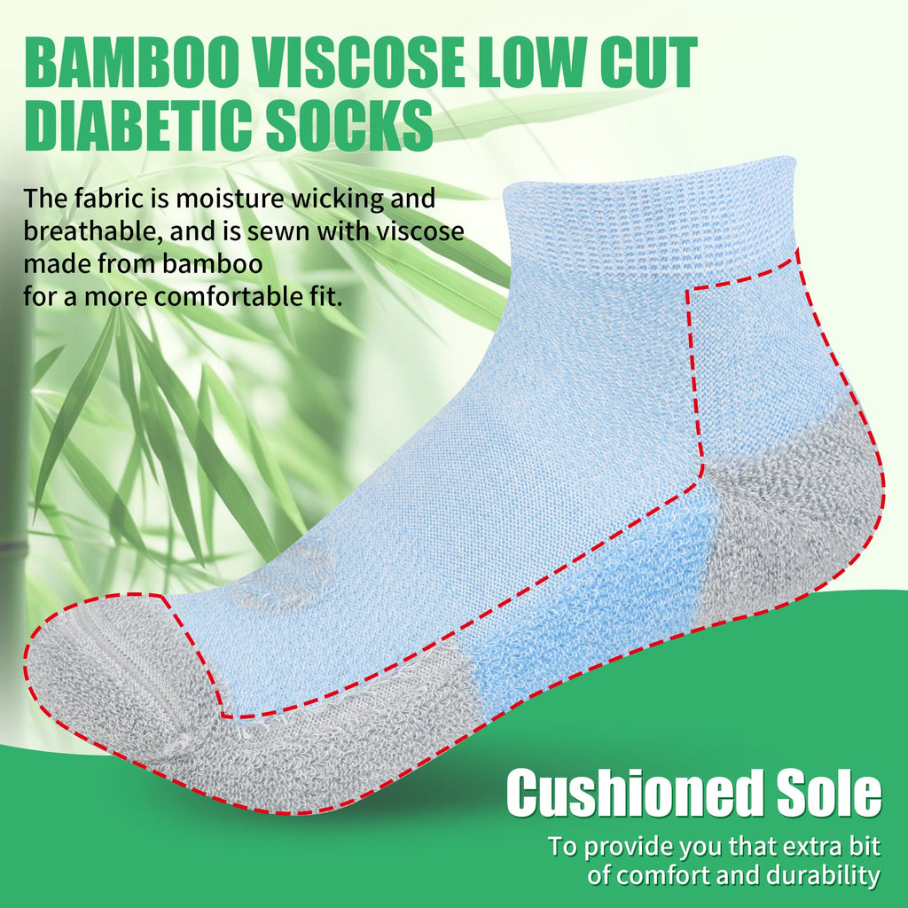 Low Cut Diabetic Socks for Men, 6 Pairs Q6690