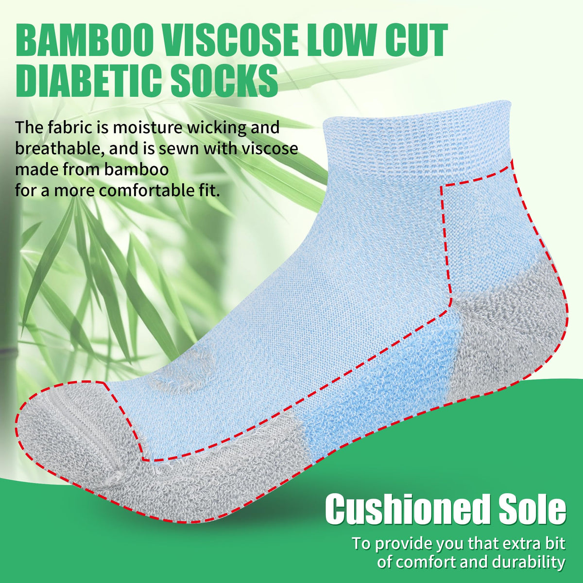 Low Cut Diabetic Socks for Men, 6 Pairs Q6690