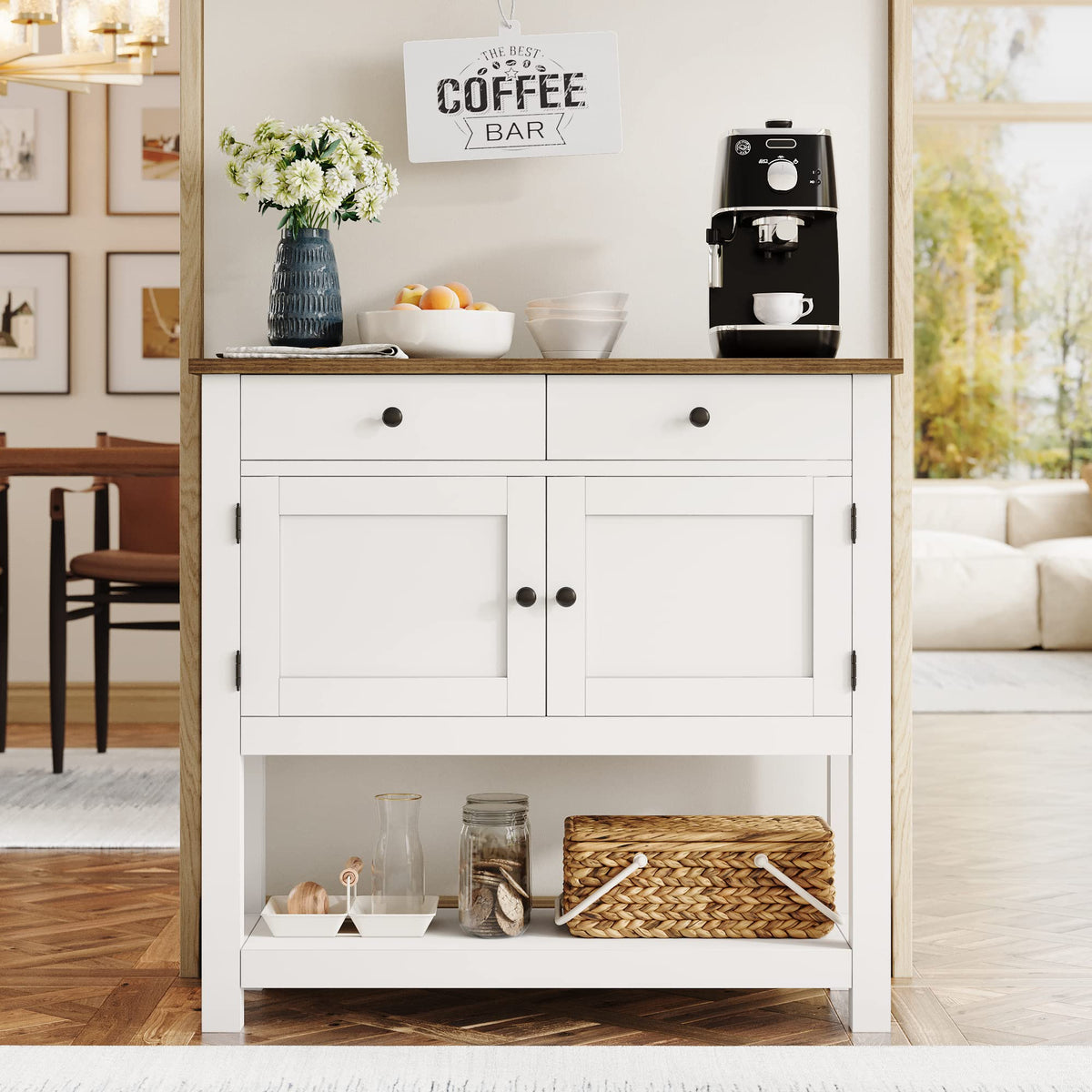 White Console Table with Storage J3929