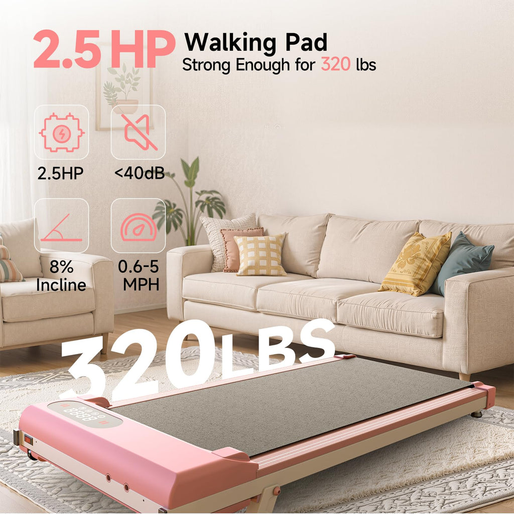 Pink 3 in 1 Portable Walking Pad Treadmill G62785