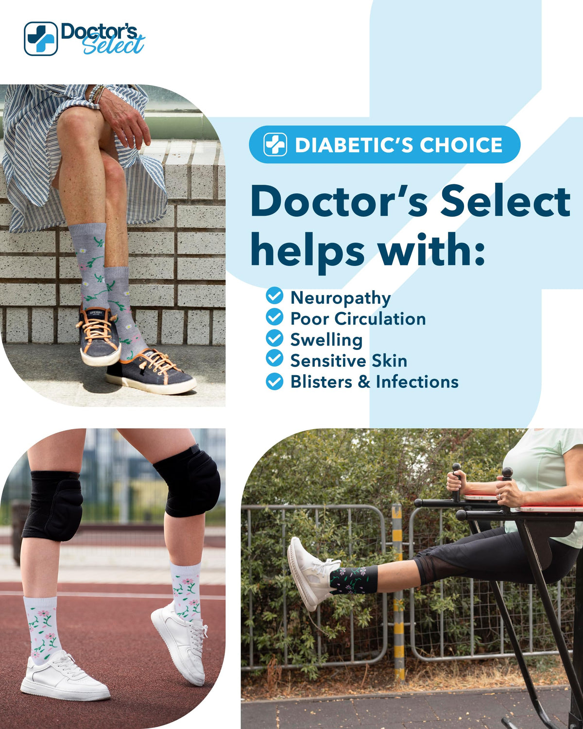 Moisture-Wicking Diabetic Socks 6 Pairs Z18675