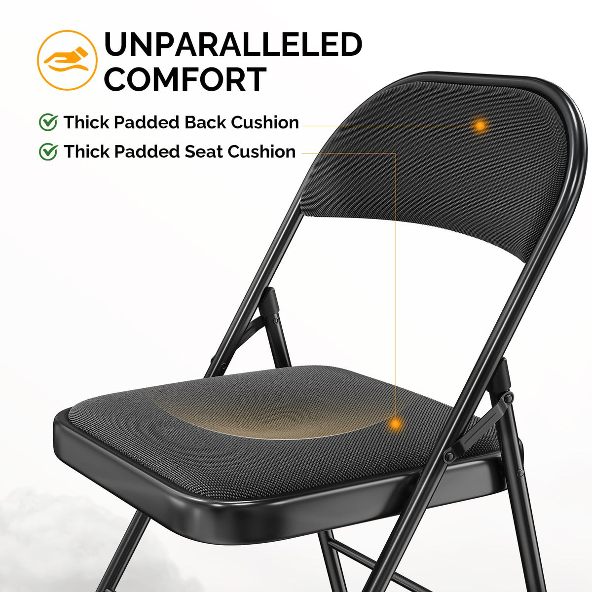 Black Fabric Padded Folding Chairs 10 Pack P4475