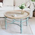 Round Solid Wood Coffee Table with Iron Legs A9308