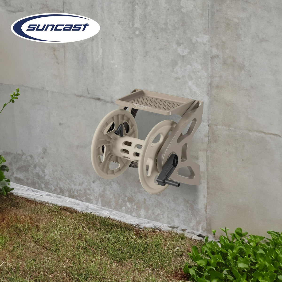 Hard Plastic Wall Mounted Retractable Garden Hose Reel with 200 Feet Hose Capacity S2047