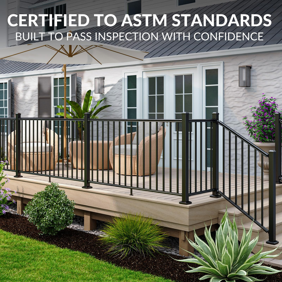 3 Pack Aluminum Porch and Deck Railing Kit with 4 Post L96819