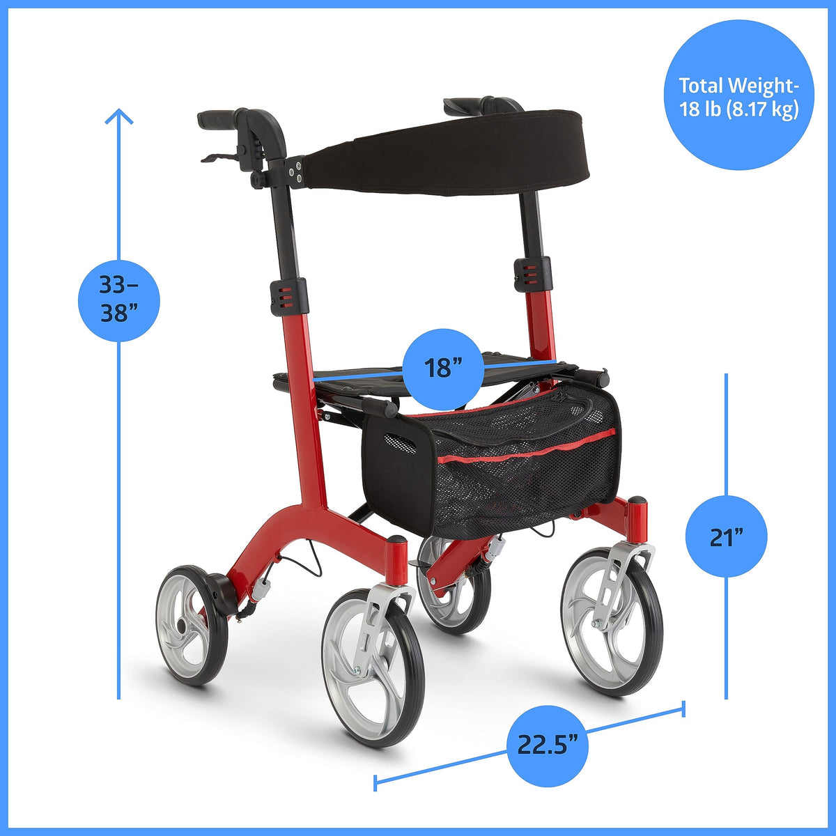 Lightweight Rollator with Backrest C213723