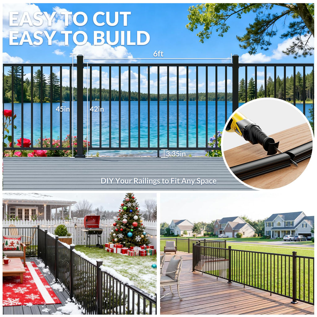 3 Pack Aluminum Porch and Deck Railing Kit with 4 Post L96819