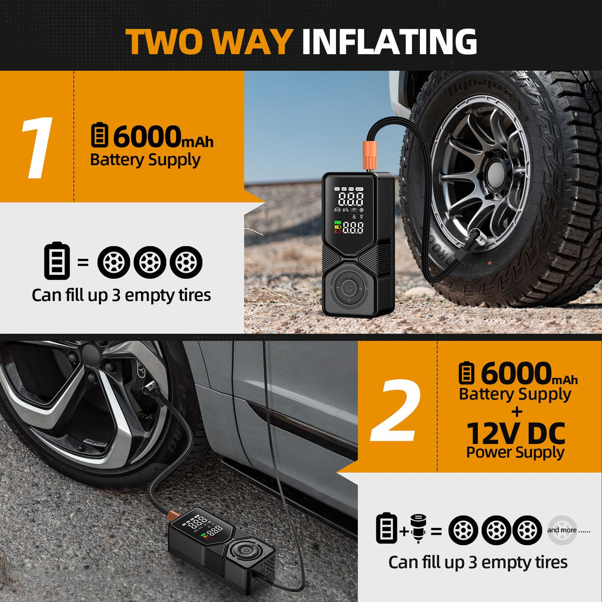Portable Air Compressor 150PSI Cordless Tire Inflator W58167