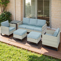 6 Piece Wicker Patio Conversation Set with Couch and Side Table F865815