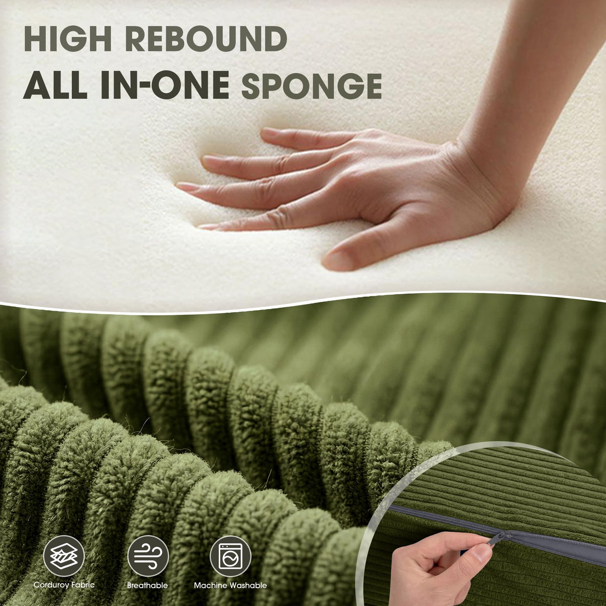 Folding Sofa Bed with Pillow, Memory Foam Sleeper Chair, Green D8281