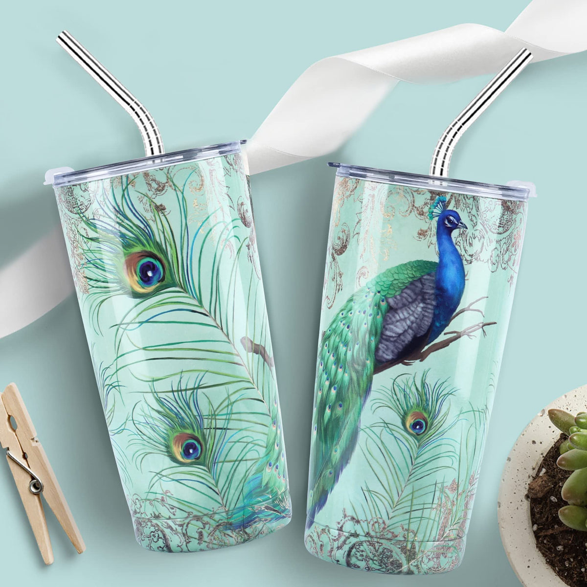 20 oz Insulated Stainless Steel Tumbler with Straw Lid S62388