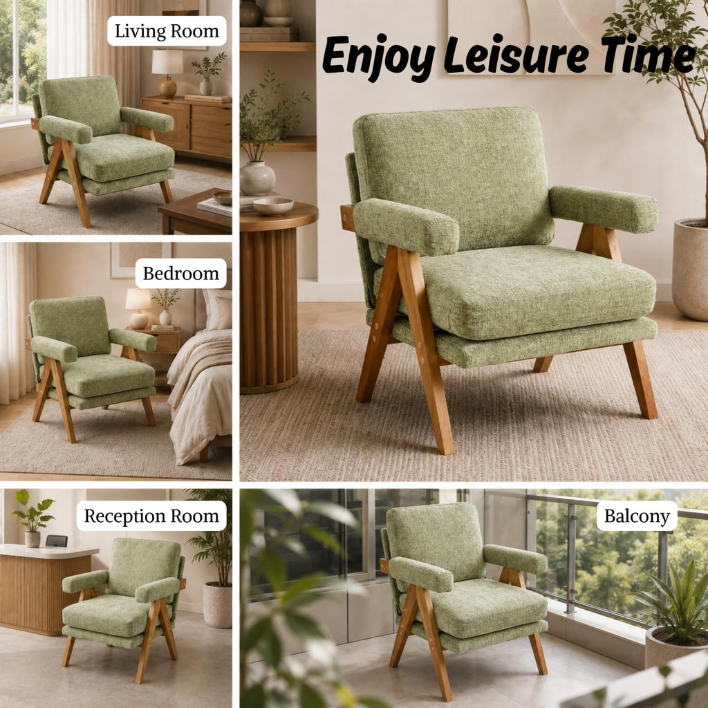 Green Mid-Century Accent Chair Set of 2 H48523