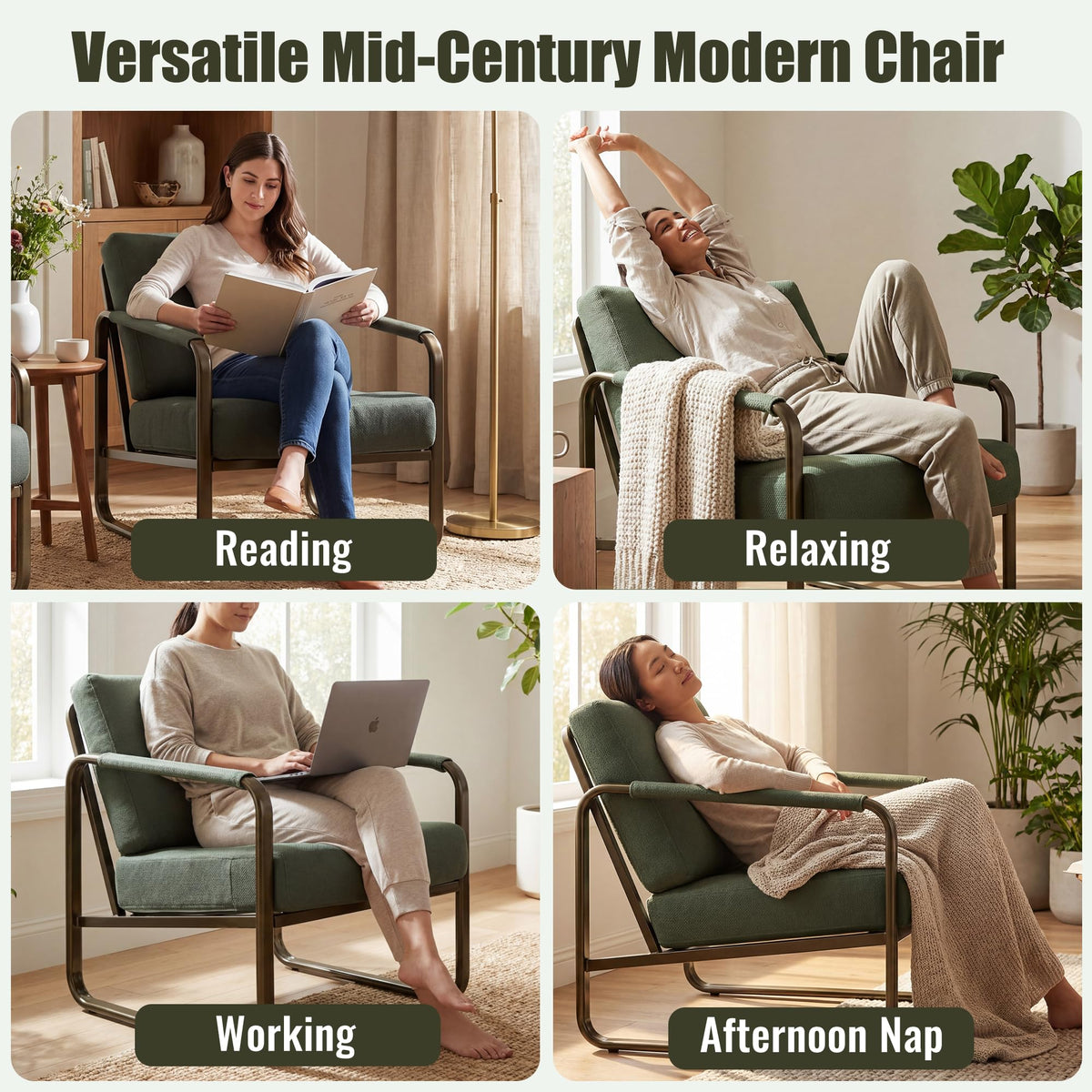 Set of 2 Green Fabric Accent Chair S3701