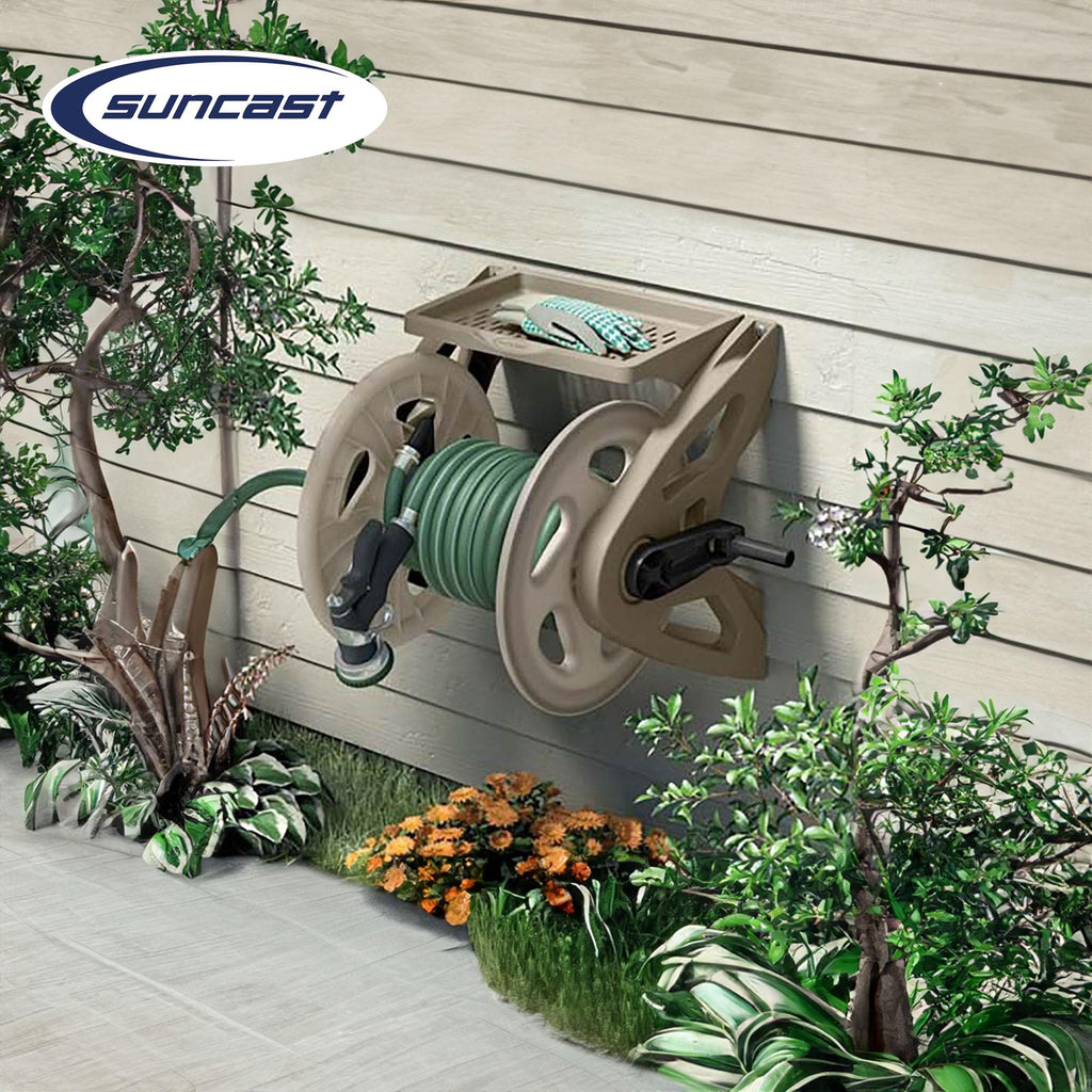 Hard Plastic Wall Mounted Retractable Garden Hose Reel with 200 Feet Hose Capacity S2047