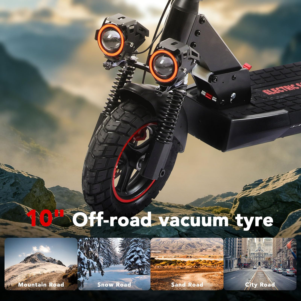 Electric Scooter with Seat, 1200W Motor, 28 MPH Top Speed O45557