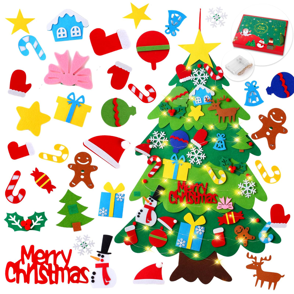Felt Christmas Tree with 34 Ornaments M632726