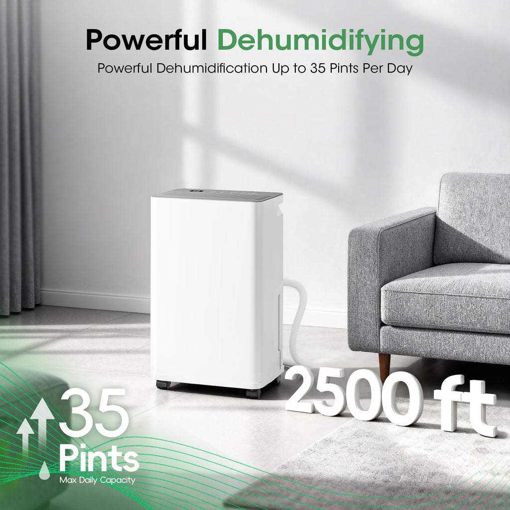2500 sq.ft 35 Pint Dehumidifier with Drain Hose N259972