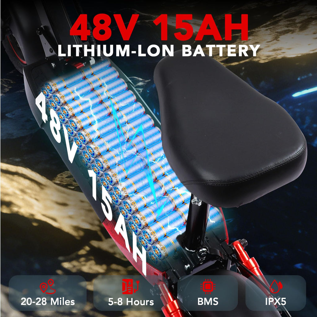 Electric Scooter with Seat, 1200W Motor, 28 MPH Top Speed O45557