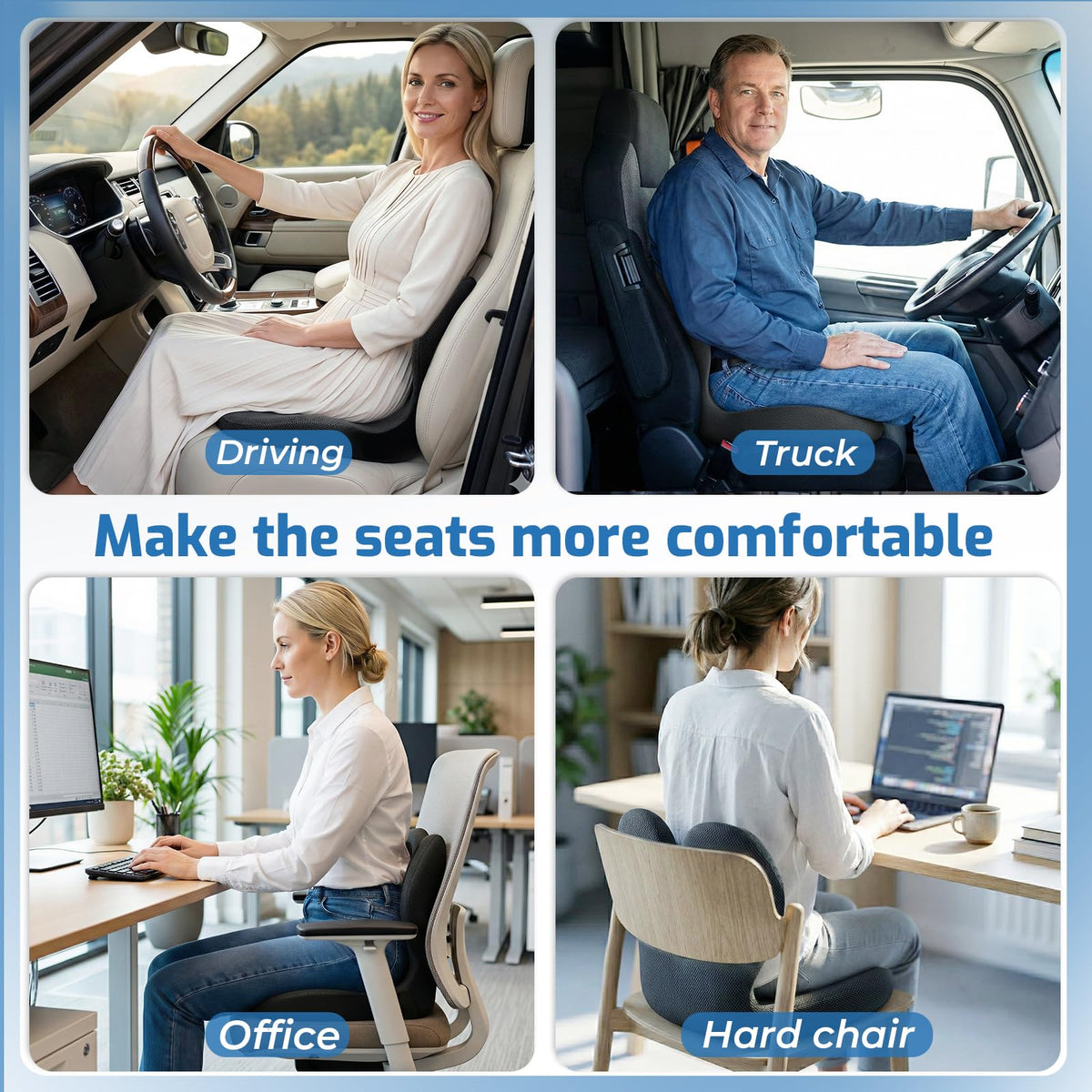 Ergonomic Seat Cushion with Lumbar Support Pillow S147