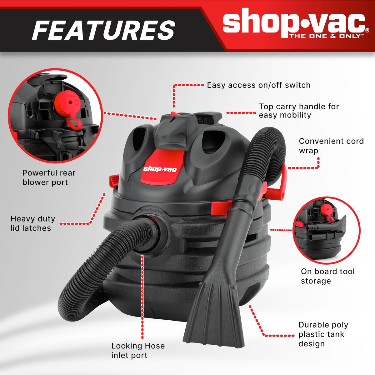 5 Gallon 6.0 Peak HP Portable Wet/Dry Vacuum S767519