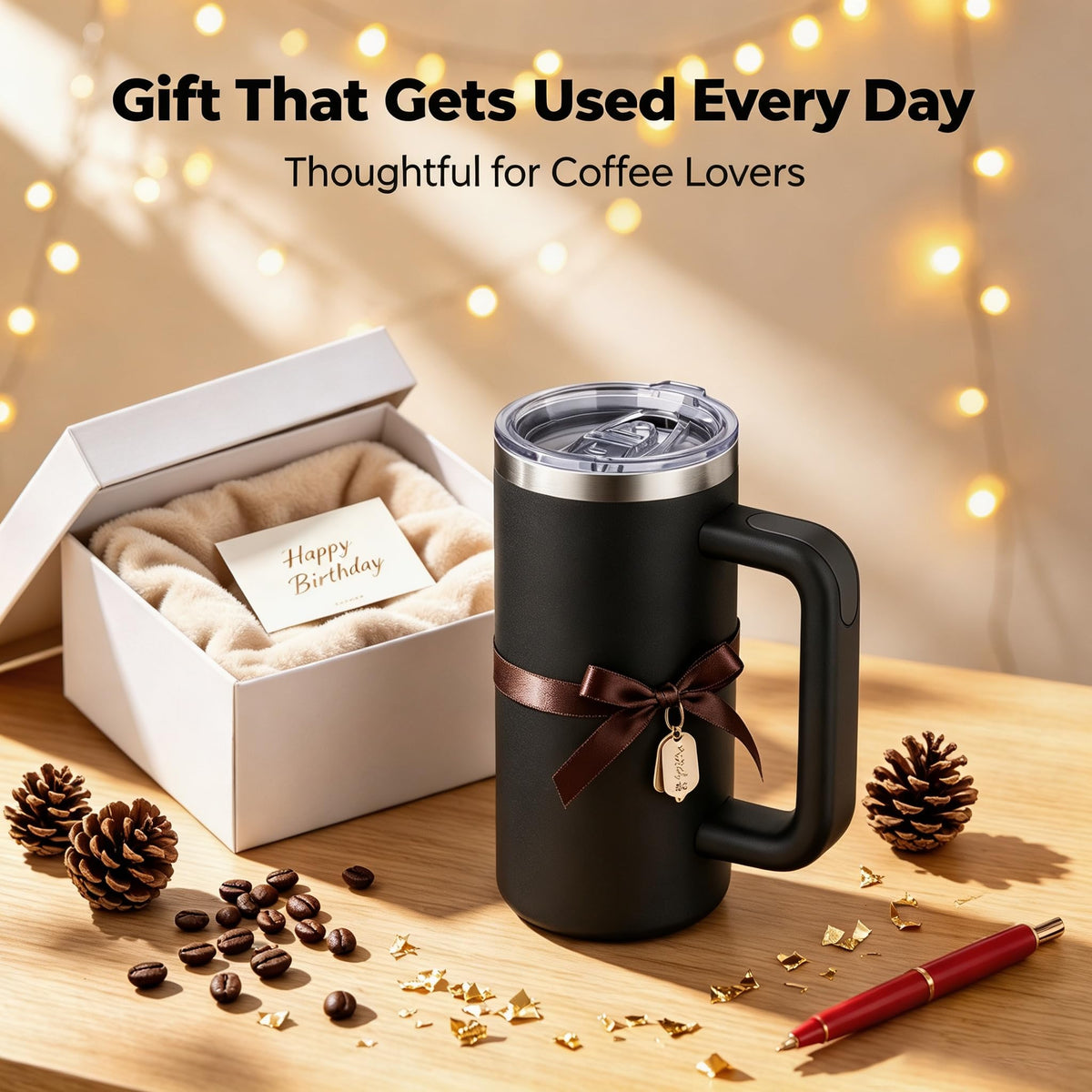 20oz Insulated Coffee Mug With Handle Ocean Blue D2907