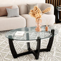 Oval Wood Glass Coffee Table M753