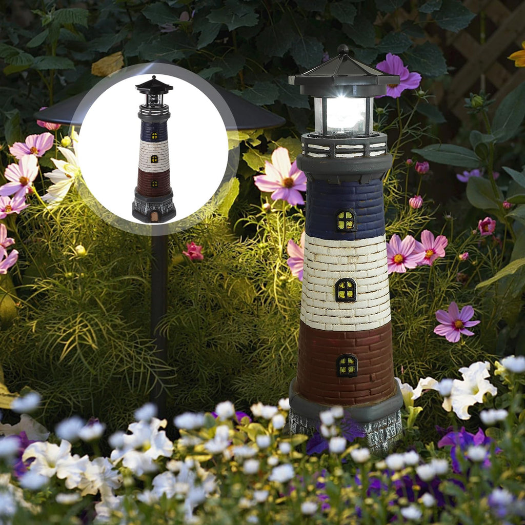 Solar Garden Lighthouse Statue 14.76In Waterproof K45857