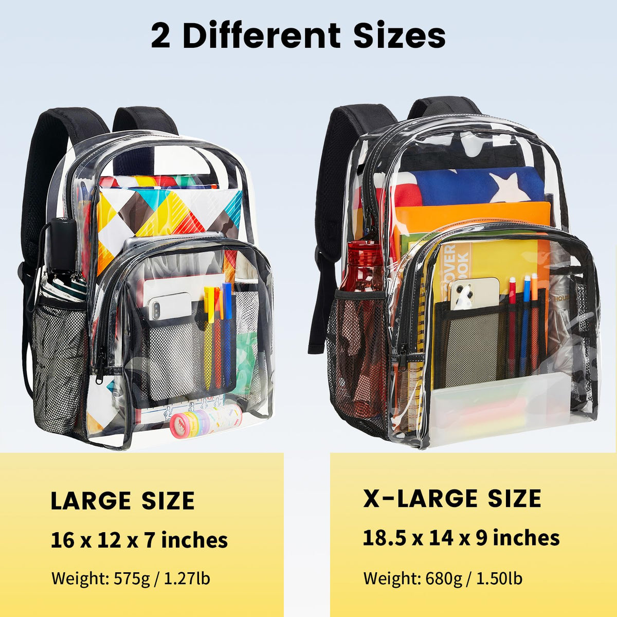 Clear Heavy Duty Black Backpack Y860