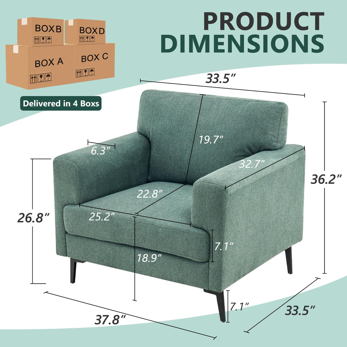 Oversized Linen Accent Chair 2PC T559