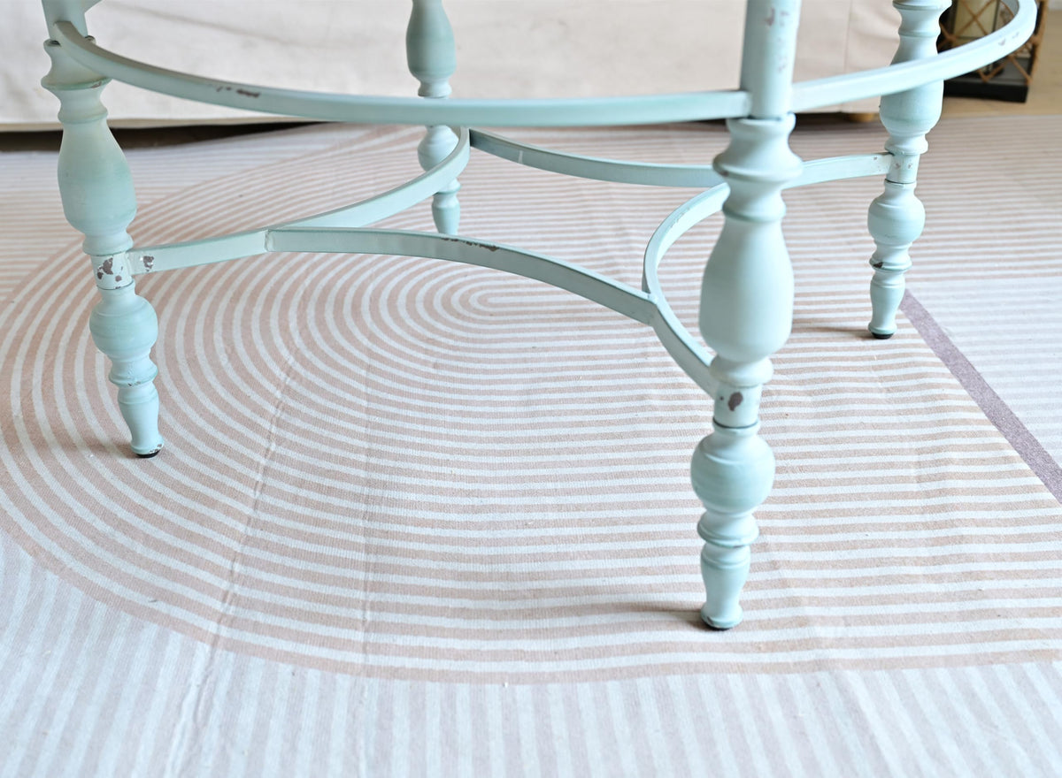 Round Solid Wood Coffee Table with Iron Legs A9308