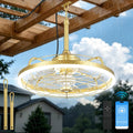20" Gold Outdoor Ceiling Fan with Light A128495