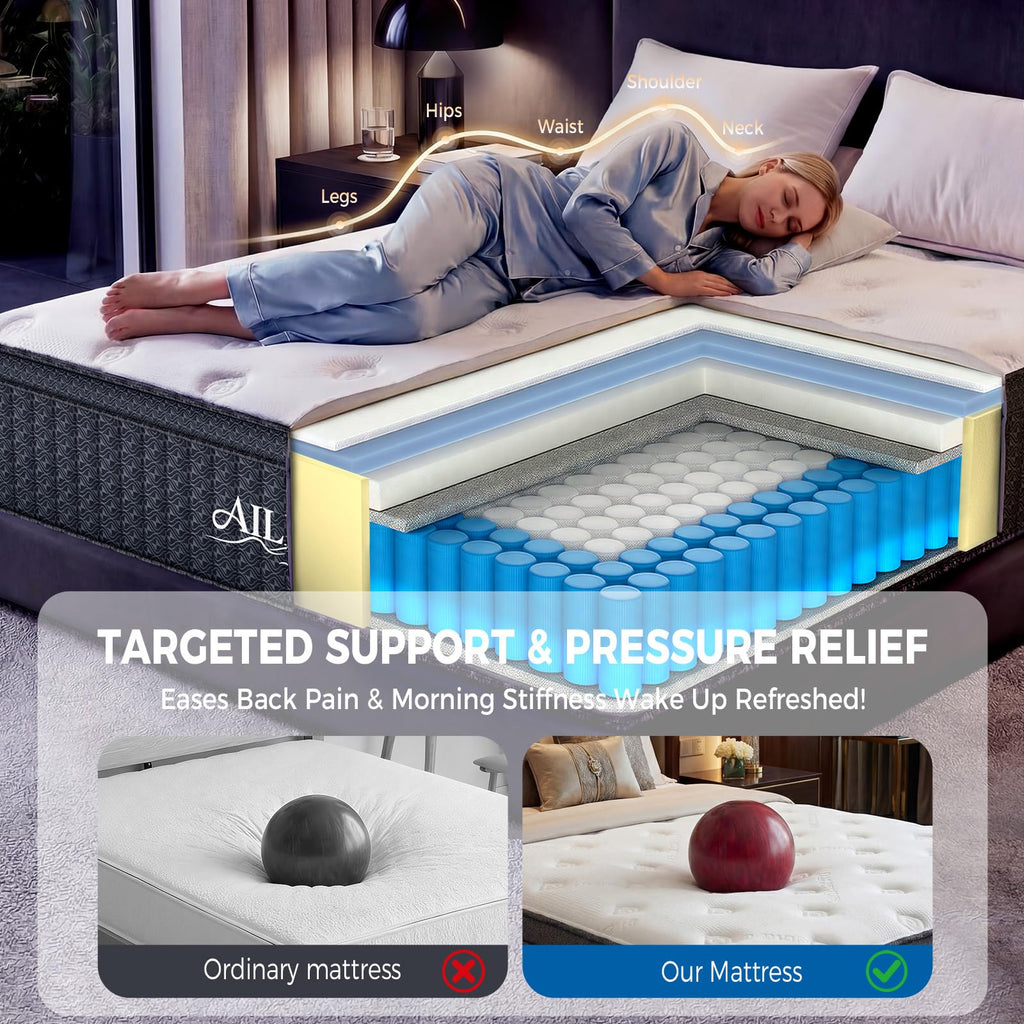 Queen 12 Inch Medium Firm Hybrid Mattress in a Box D113