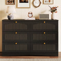 Black 6 Drawer Fluted Wood Dresser V963