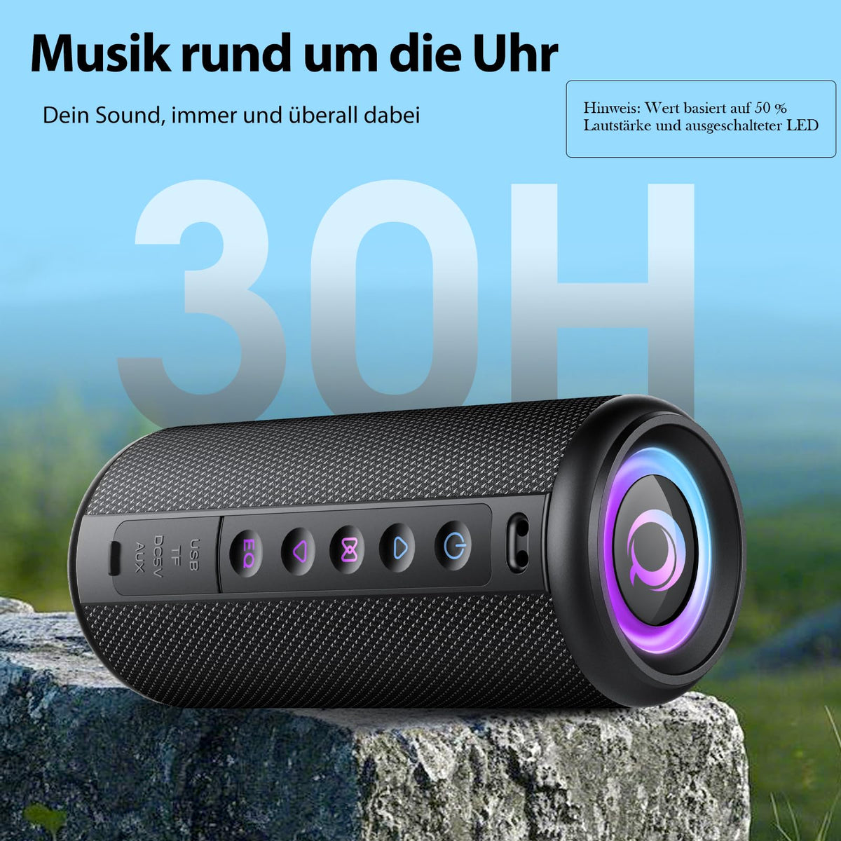 Black Portable Bluetooth Speaker with 20W Stereo Sound W9847