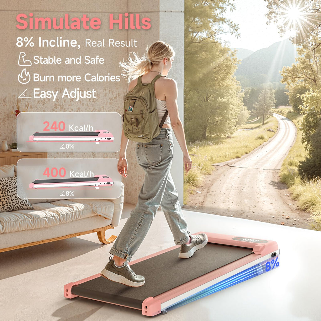 Pink 3 in 1 Portable Walking Pad Treadmill G62785
