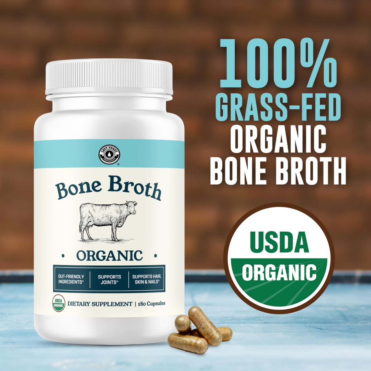 Bone Broth Capsules with Collagen, 180 Capsules S6490