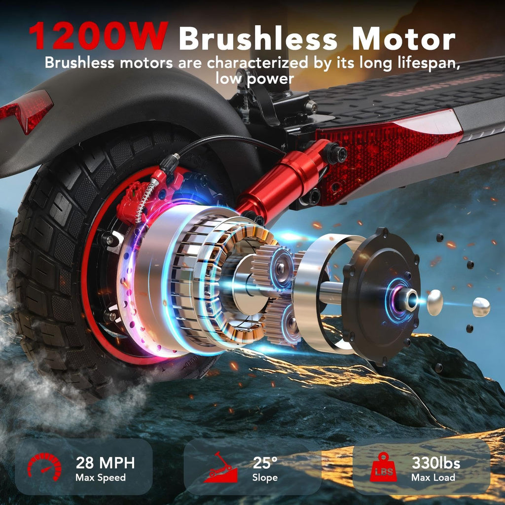 Electric Scooter with Seat, 1200W Motor, 28 MPH Top Speed O45557