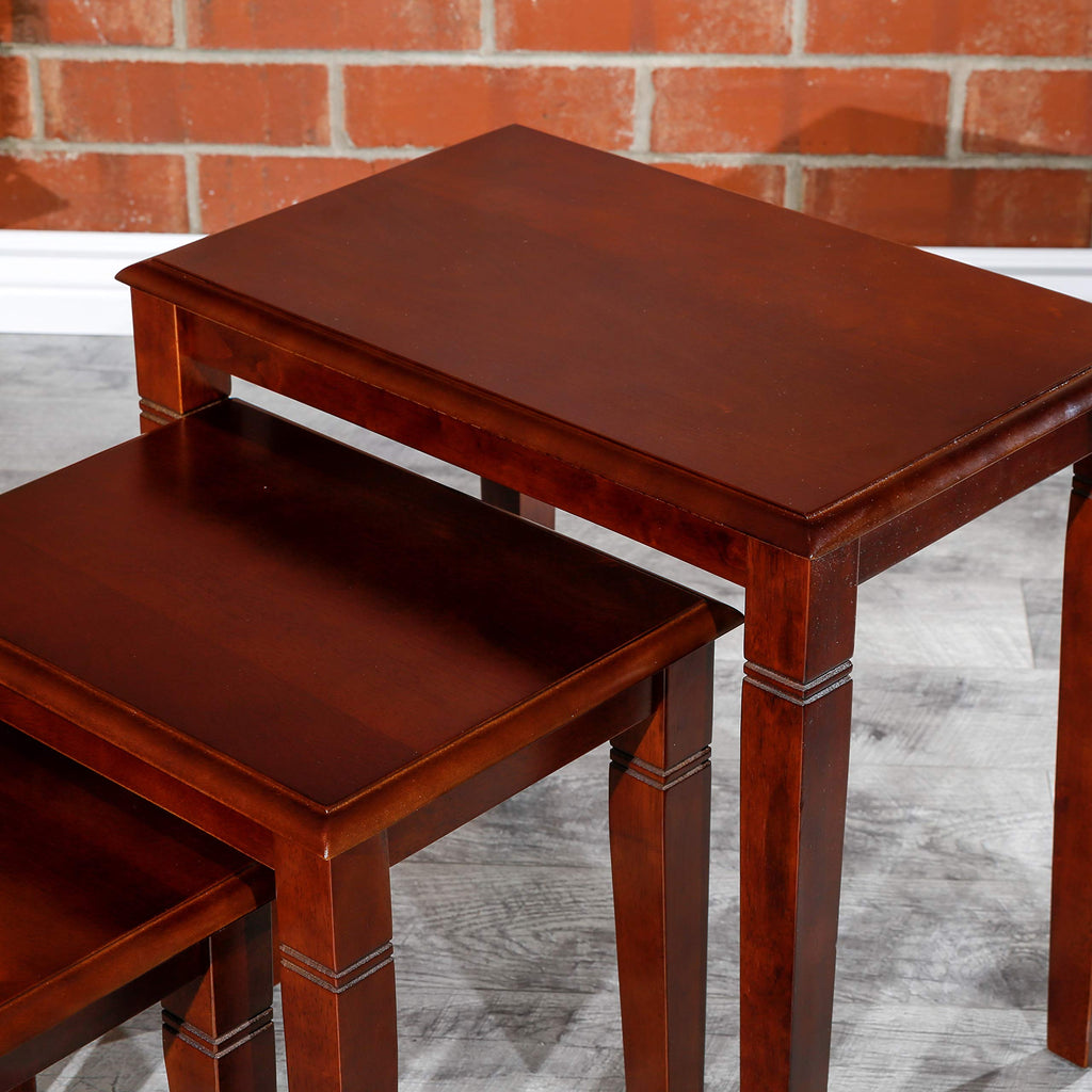 Wooden Nesting Tables Set of 3 Cherry Finish W663694